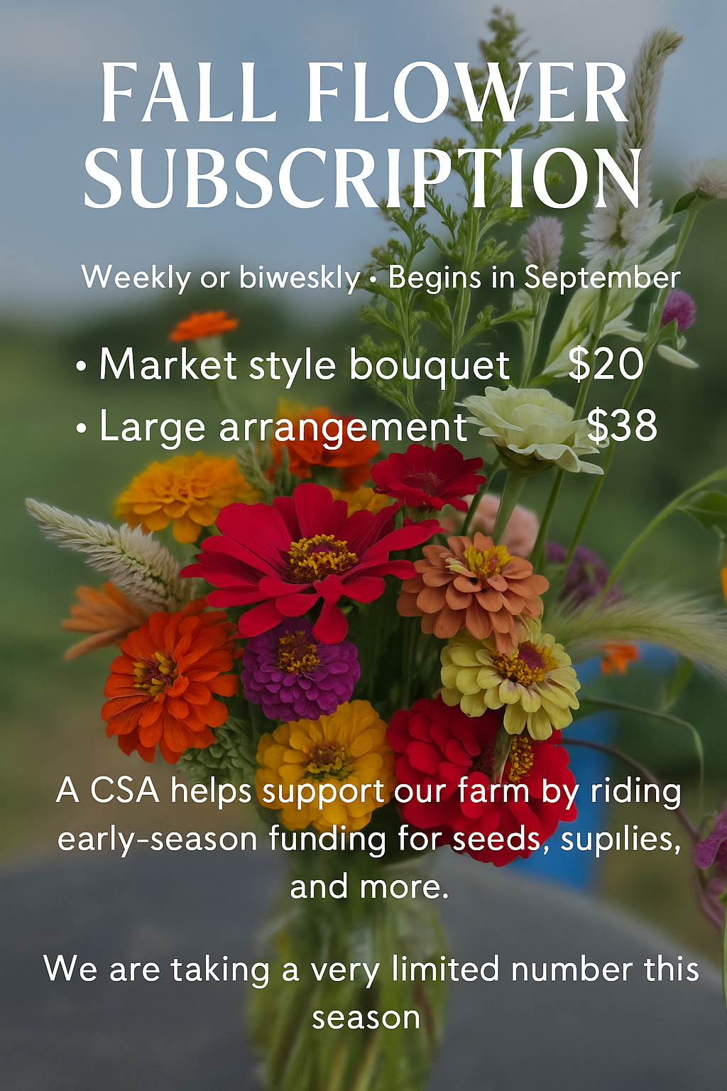 Fall farm fresh flower subscription (CSA)