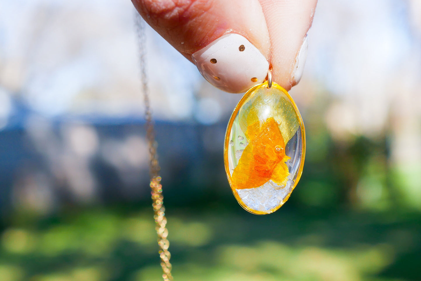 March birth month necklace, pressed birth flower jewelry, birthstone jewelry, pressed daffodil and aquamarine necklace