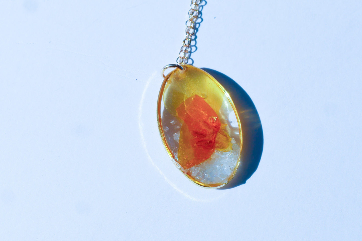 March birth month necklace, pressed birth flower jewelry, birthstone jewelry, pressed daffodil and aquamarine necklace