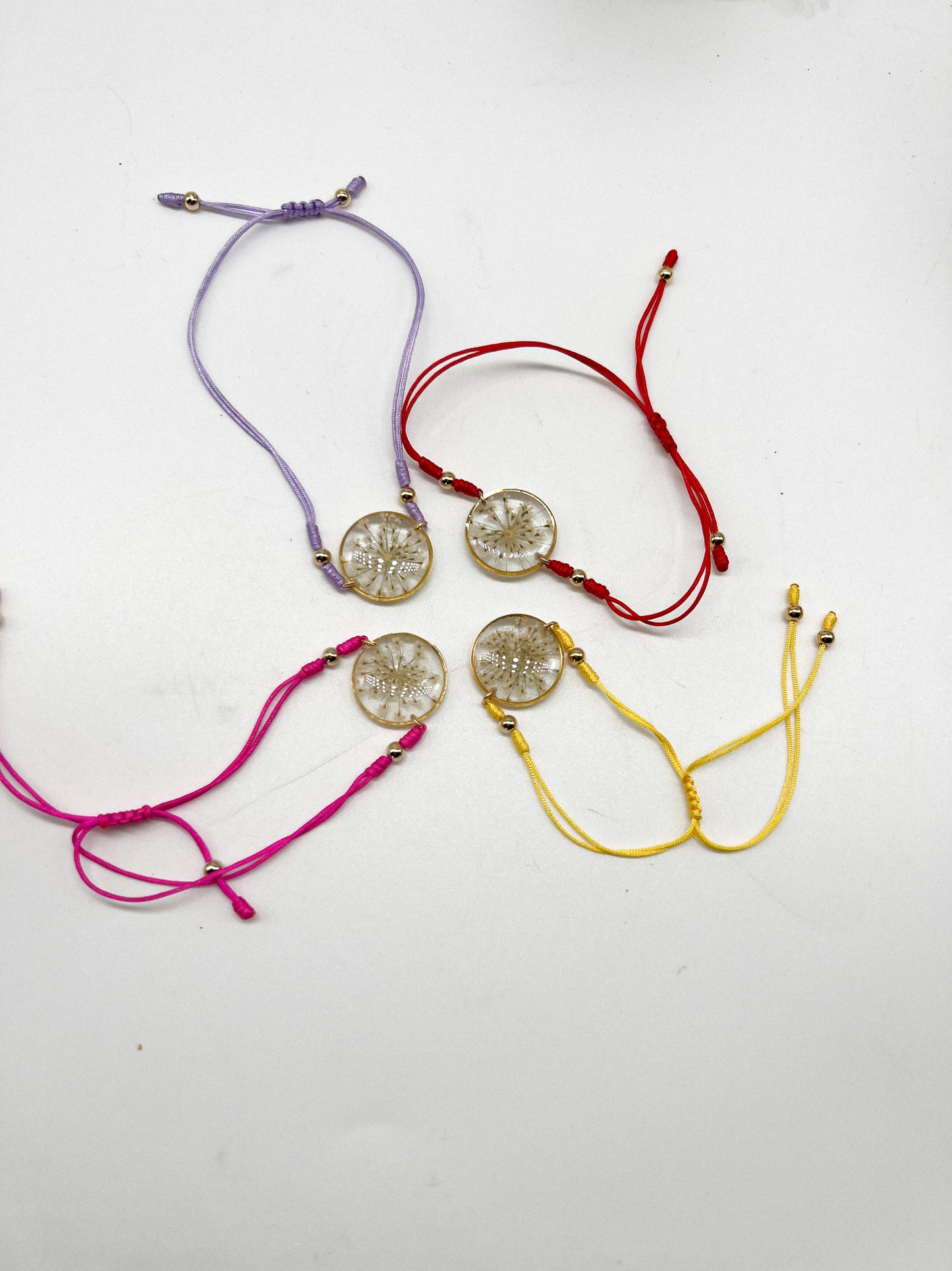 Pressed flower string bracelet