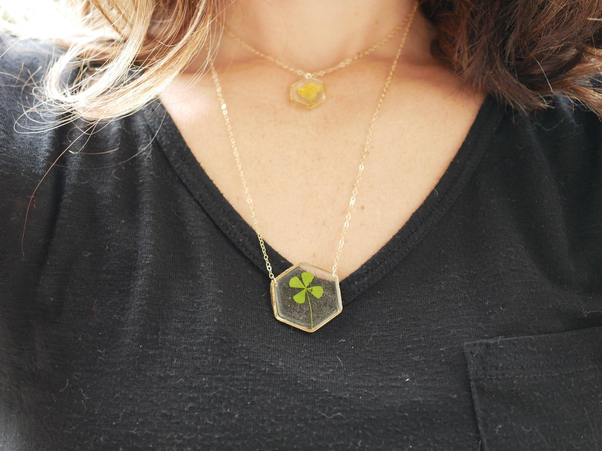Four Leaf Clover Necklace  Made of Natural rare Stone