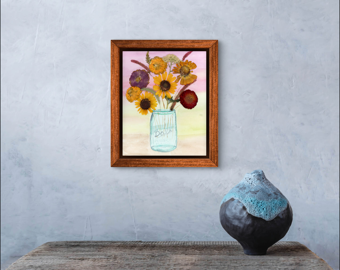 ORIGINAL Pressed flower Vase Art