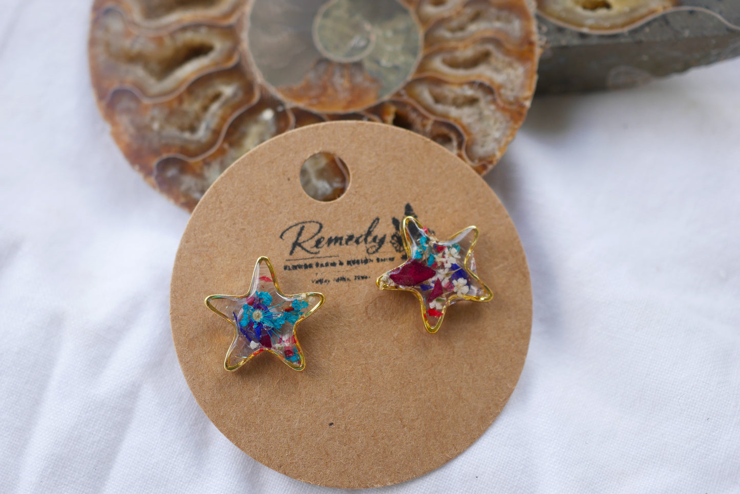 Flower Confetti Star Stud Earrings
