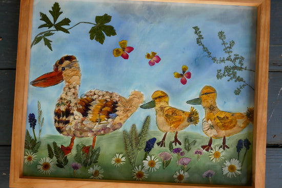 ORIGINAL Pressed flower Duck Art