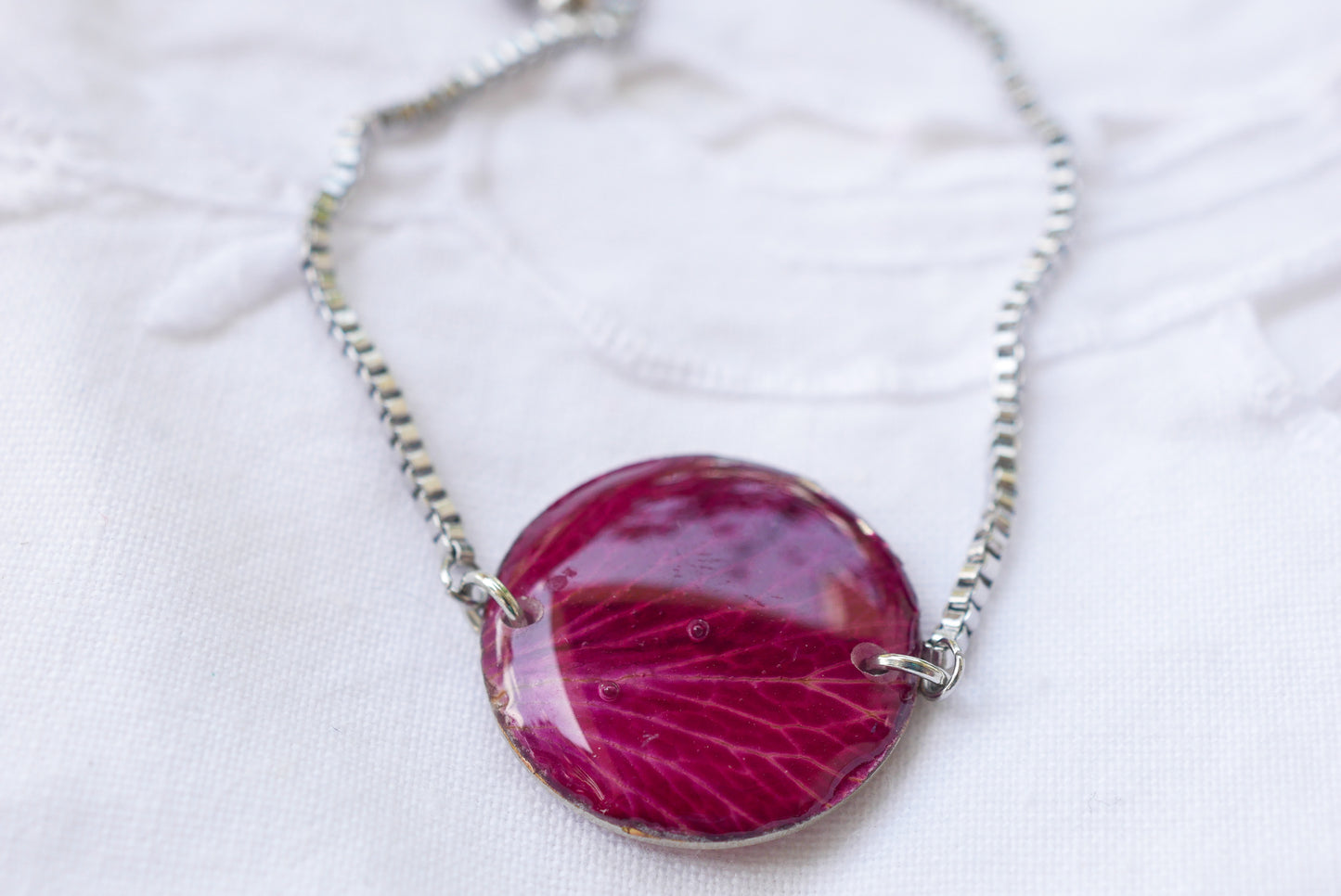 Bright Pink Rose Petal Adjustable Bolo Bracelet – Real Pressed Flower Bracelet – Gold or Silver Stainless Steel