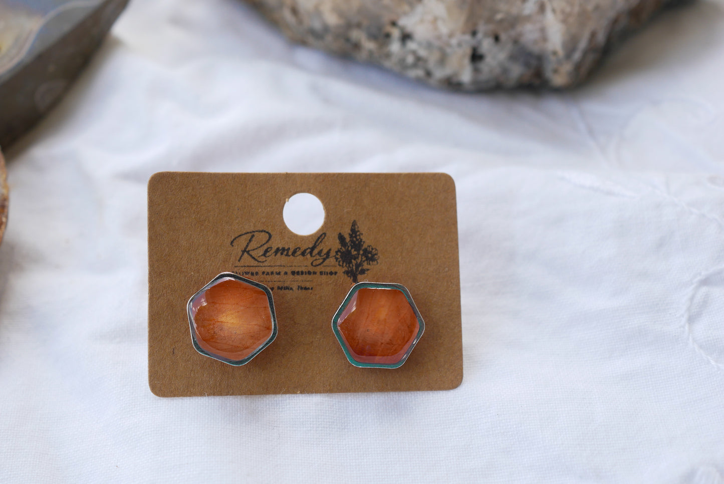 Orange lily petal studs