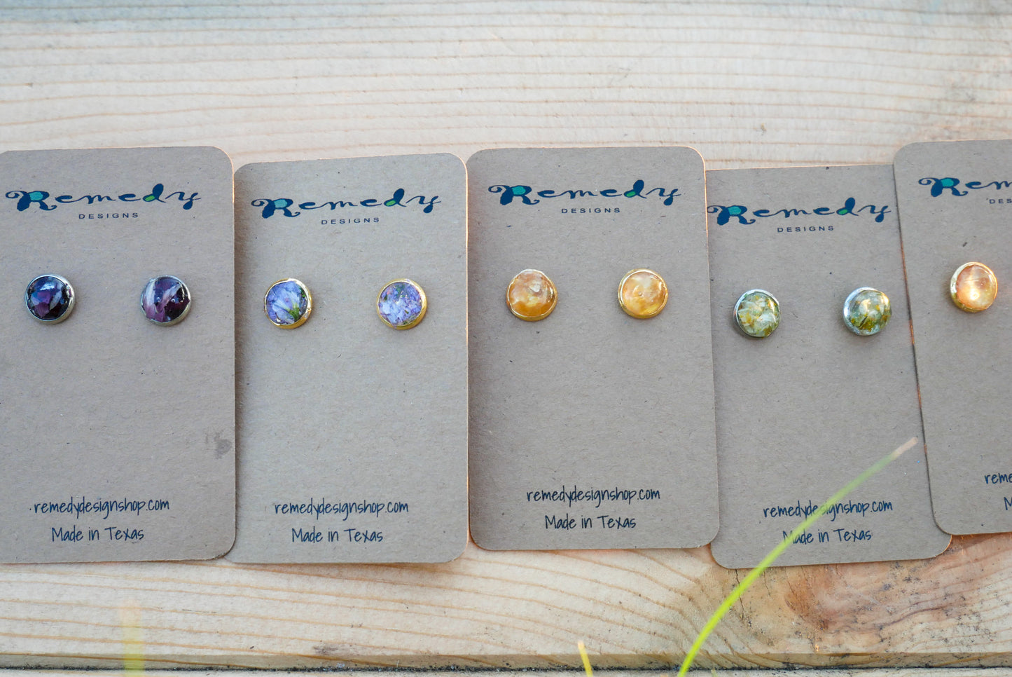 Real Birth Flower Stud Earrings – Tiny 6mm Gold or Silver Hypoallergenic Posts | Genuine Birth Month Flower Jewelry