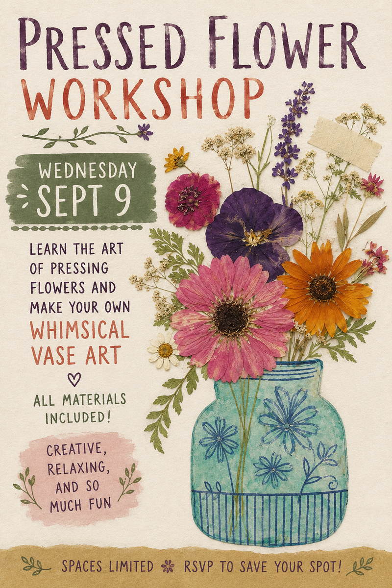 RSVP Pressed flower workshop -Lost Oak Winery