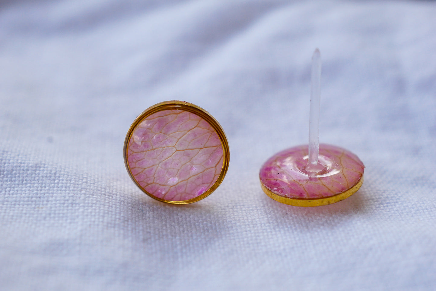 Tiny Pressed Pink Rose Petal Stud Earrings