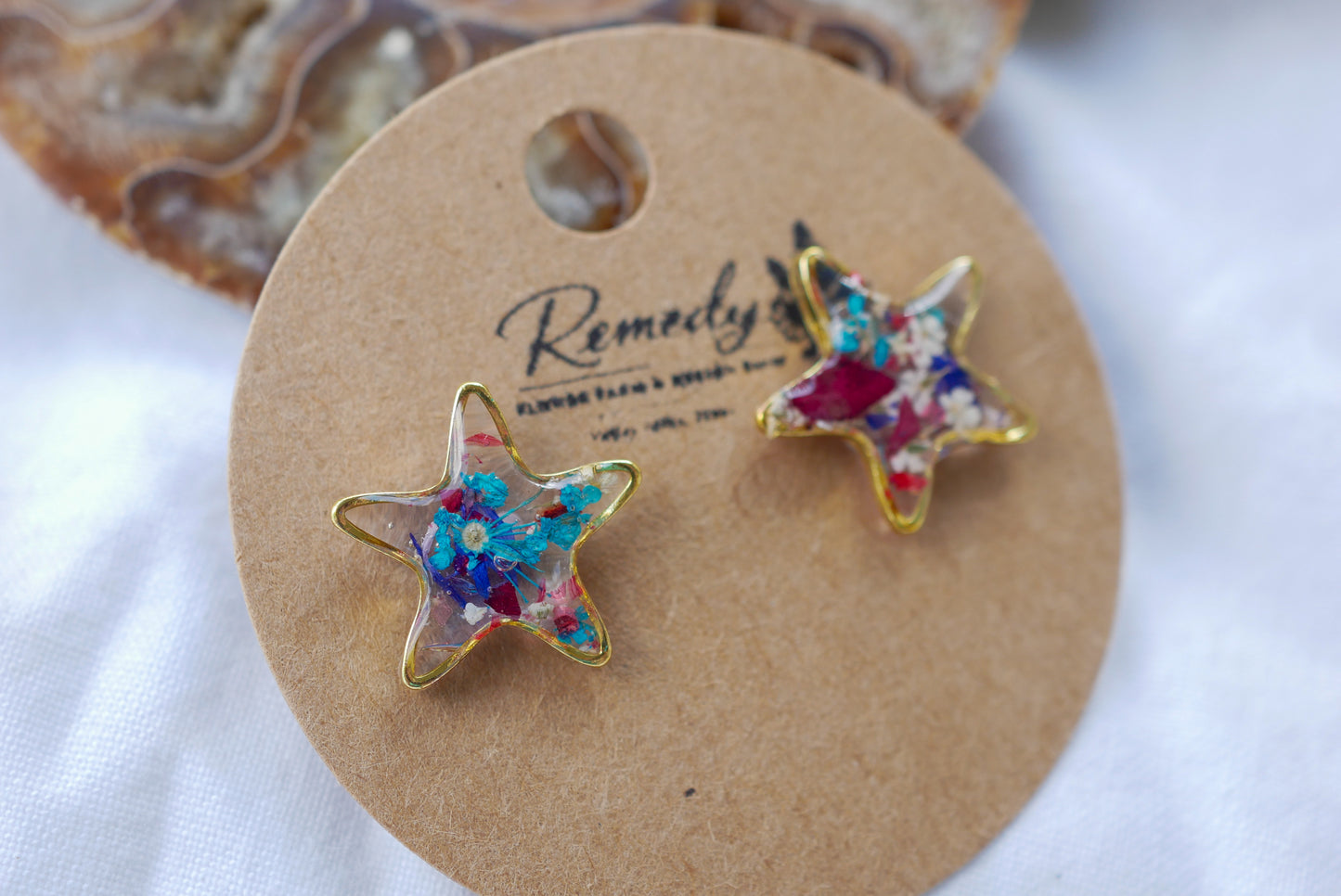 Flower Confetti Star Stud Earrings
