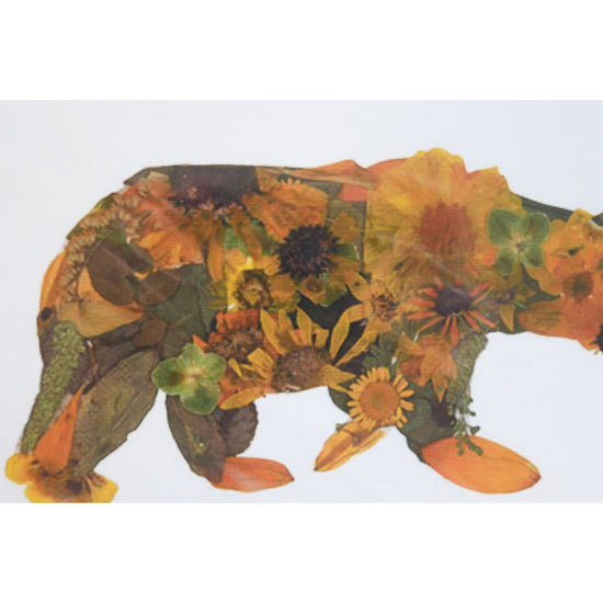 Bear Pressed flower  blank greeting card