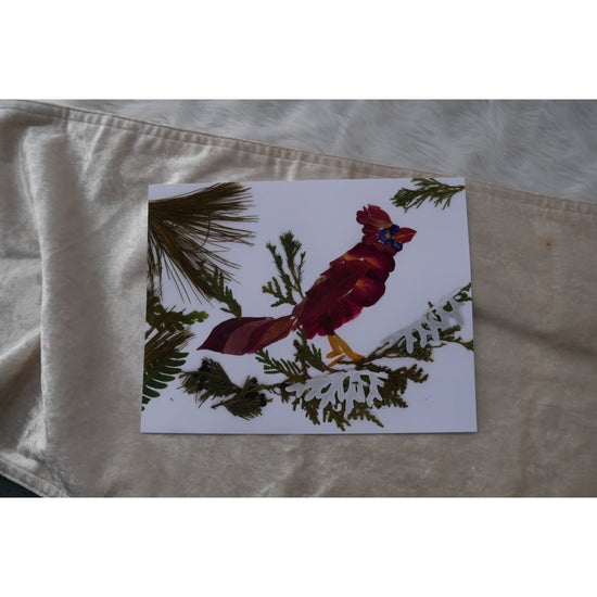 Pressed flower Cardinal  blank greeting card