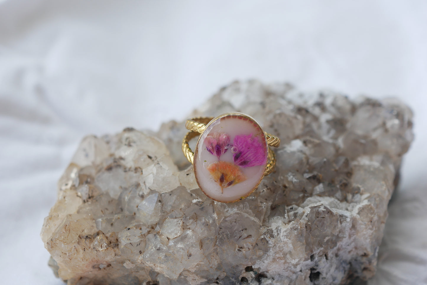 Adjustable Baby's Breath Ring Gold