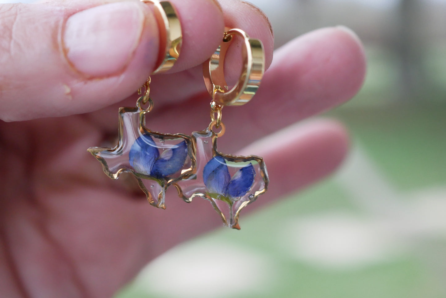 Texas bluebonnet huggy hoops