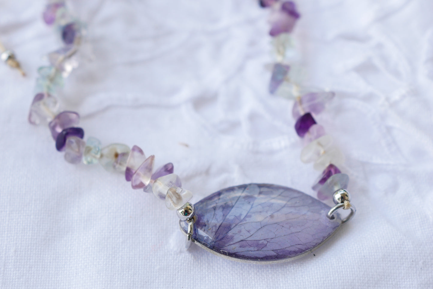 Purple Rose Petal & Fluorite Adjustable Bolo Bracelet – Real Pressed Rose Petal Botanical Jewelry