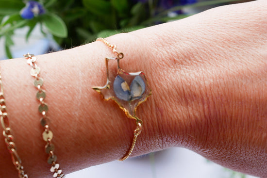 Pressed flower Texas Bluebonnet bracelet, adjustable Texas bracelet