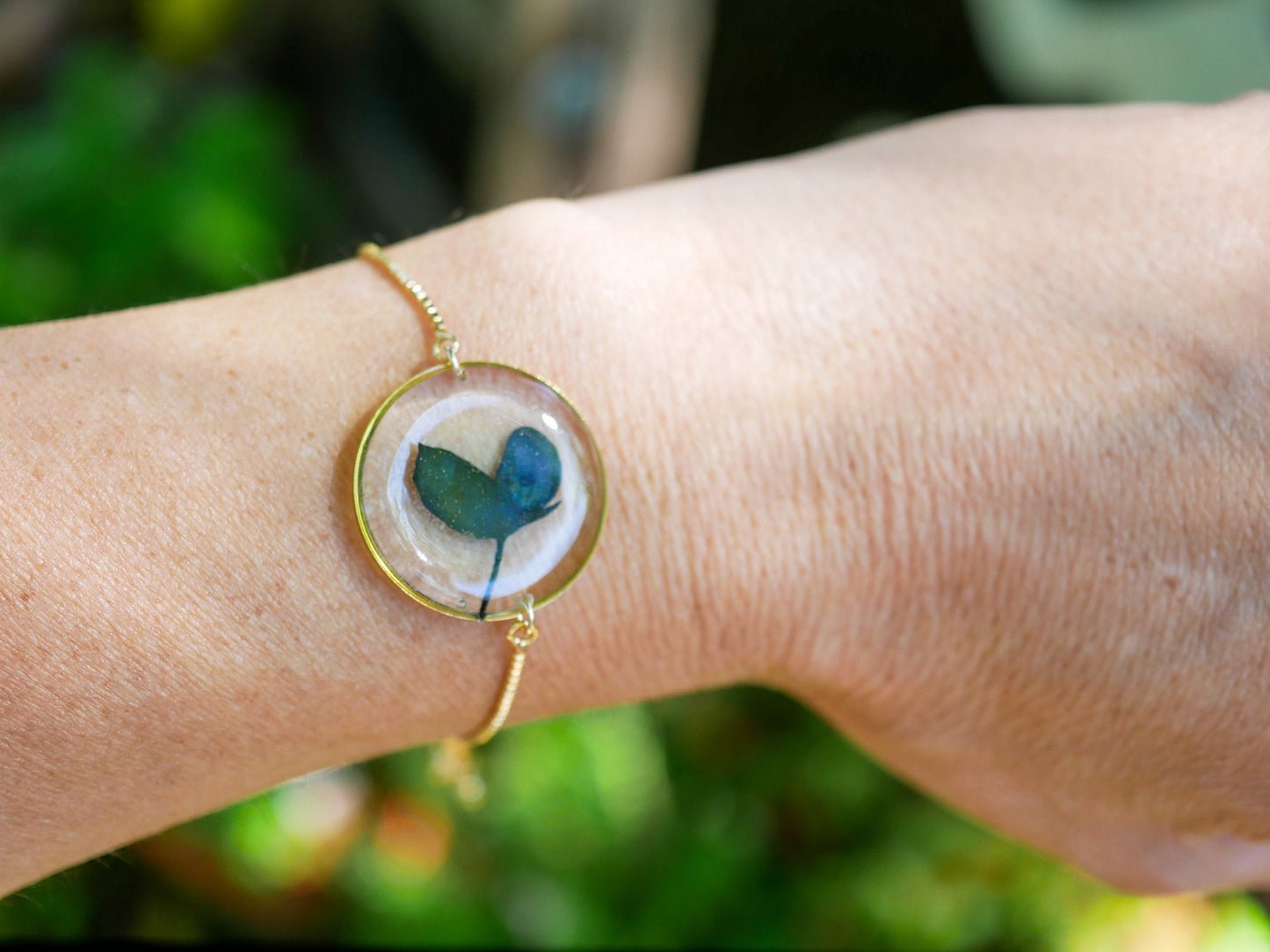 Texas Bluebonnet Bracelet – Real Bluebonnet Jewelry | Adjustable Chain Flower Bracelet