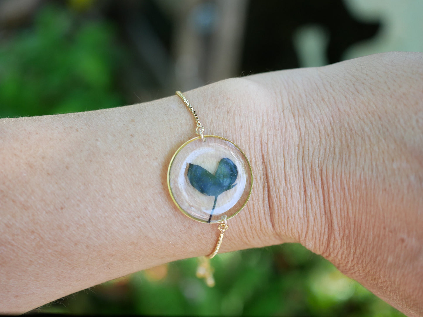 Texas Bluebonnet Bracelet – Real Bluebonnet Jewelry | Adjustable Chain Flower Bracelet