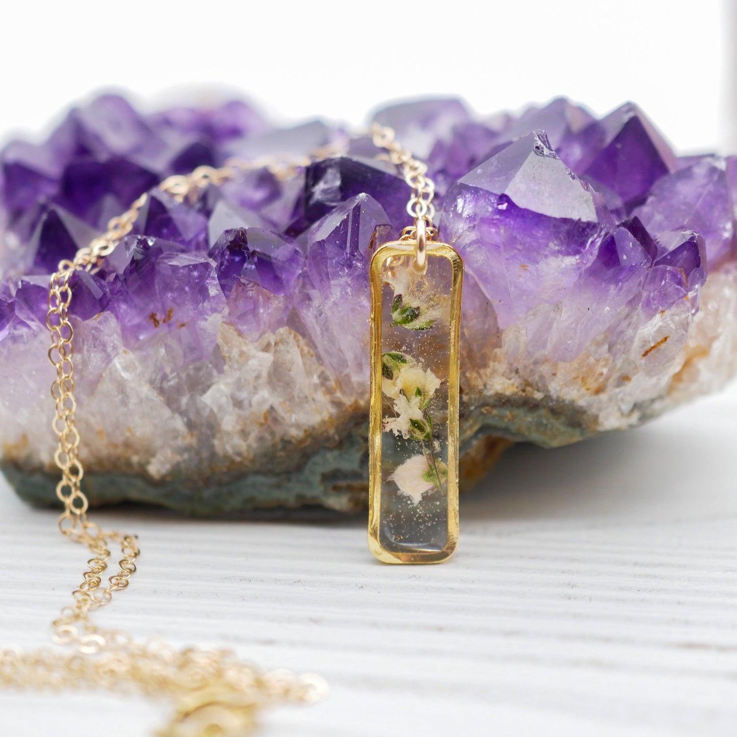 Baby's Breath Vertical Bar Necklace