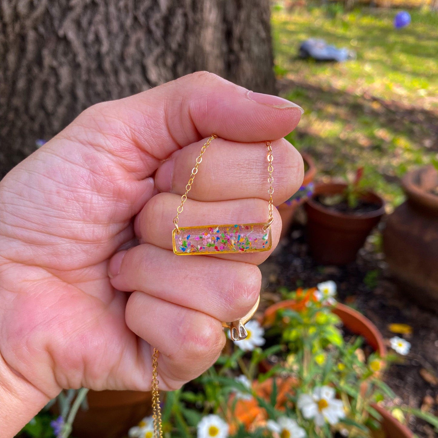 Horizontal Confetti Bar Necklace