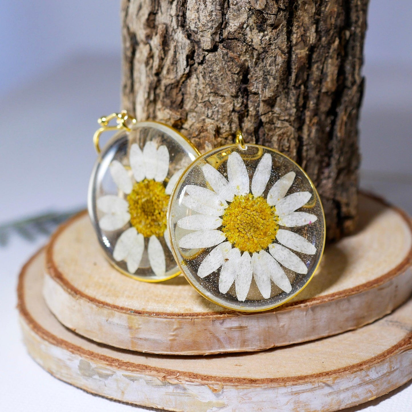 Large Daisy Disc Earrings