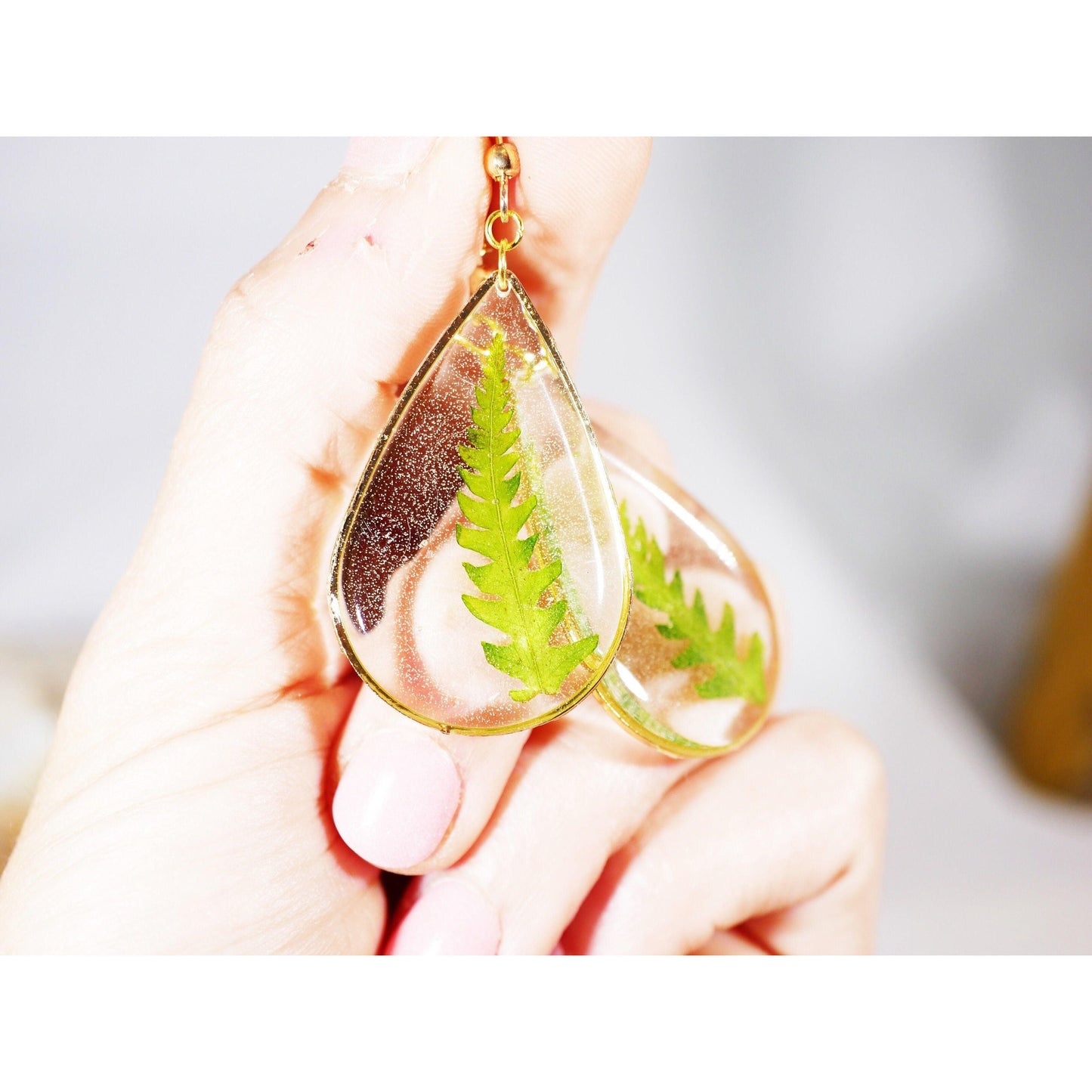 Large Fern Teardrop earrings