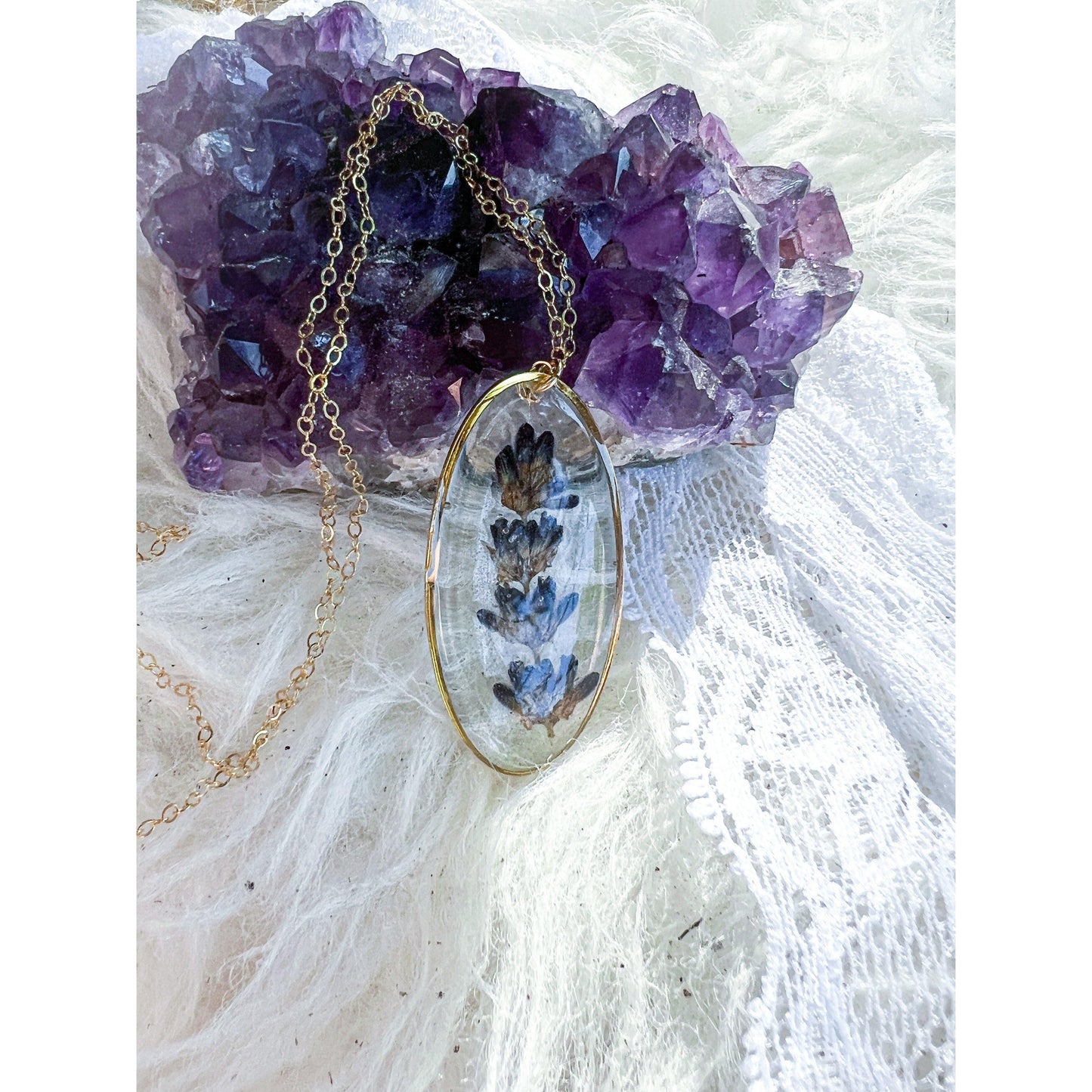 Lavender oval necklace