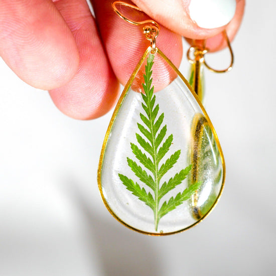 Large Fern Teardrop earrings