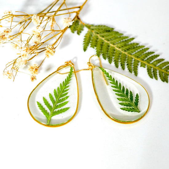 Large Fern Teardrop earrings