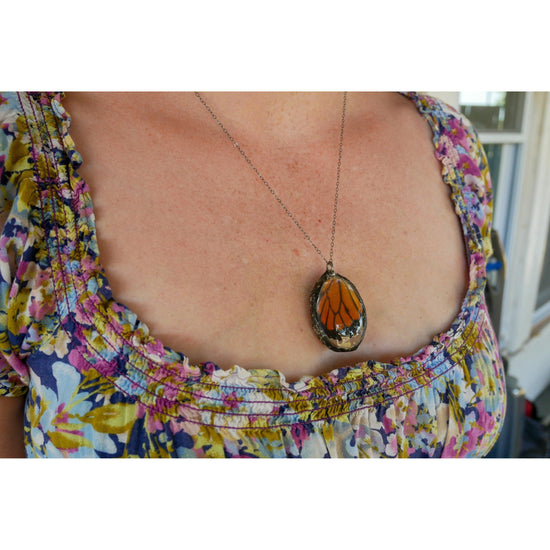 Monarch butterfly wing necklace