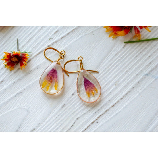 Pressed Blanket flower petal earrings