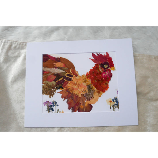 Pressed flower Rooster print