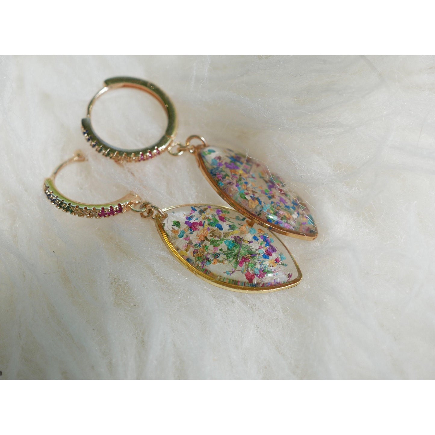 Rainbow Cubic Zirconia Huggie Hoops