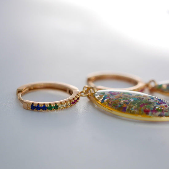 Rainbow Cubic Zirconia Huggie Hoops