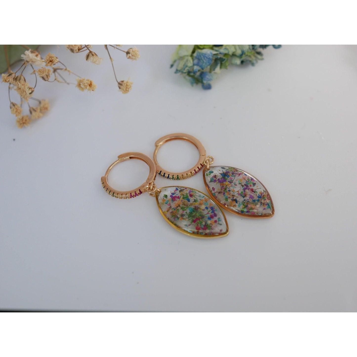 Rainbow Cubic Zirconia Huggie Hoops