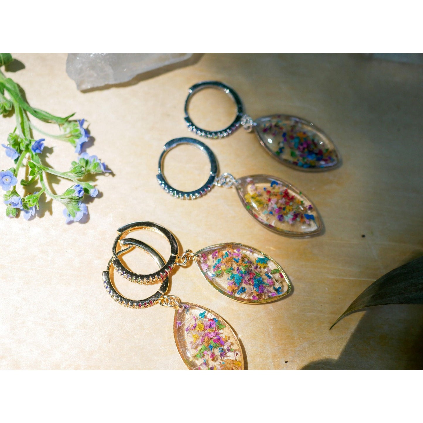 Rainbow Cubic Zirconia Huggie Hoops