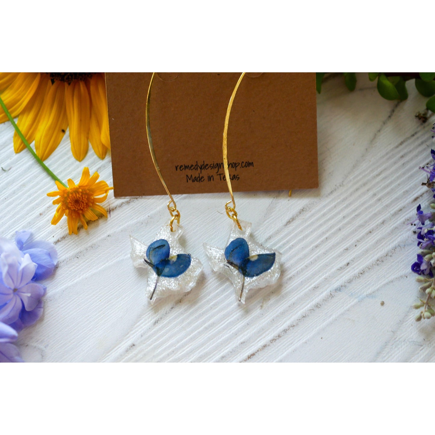 Texas bluebonnet dangle earrings