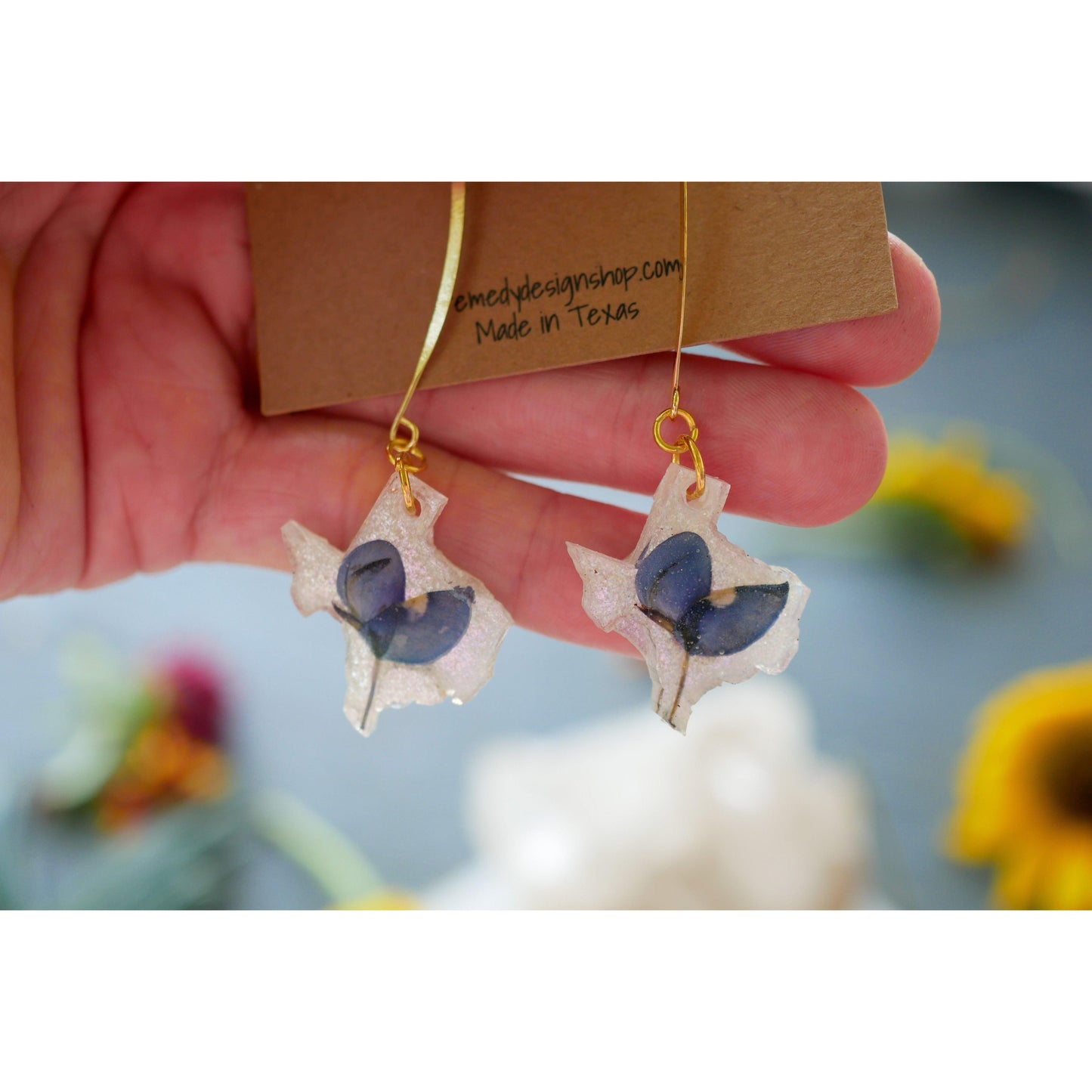 Texas bluebonnet dangle earrings