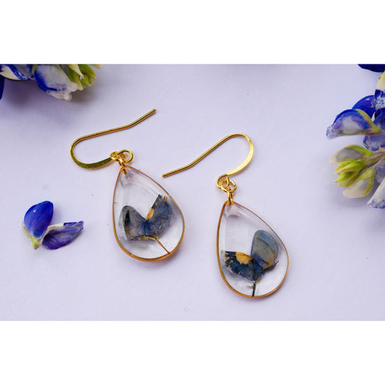 Texas Bluebonnet petal teardrop earrings