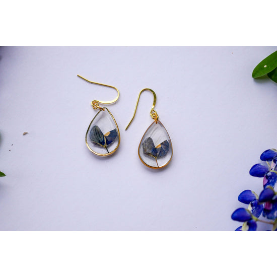 Texas Bluebonnet petal teardrop earrings