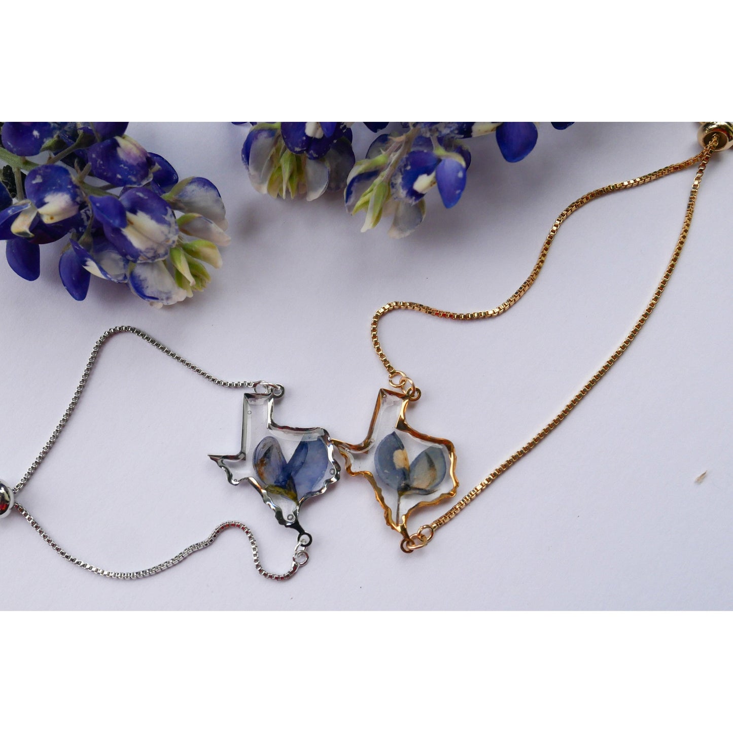 Texas pressed bluebonnet bracelet