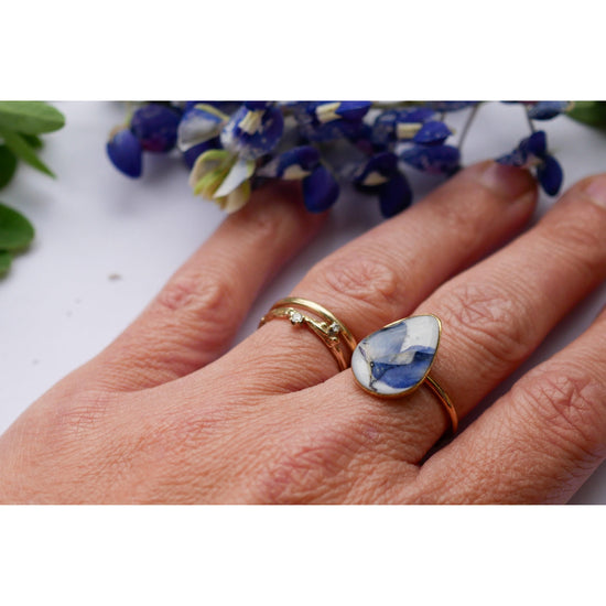 Texas bluebonnet teardrop ring