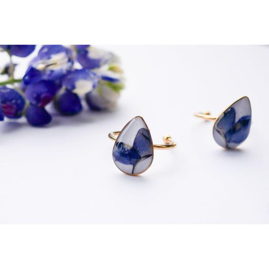 Texas bluebonnet teardrop ring