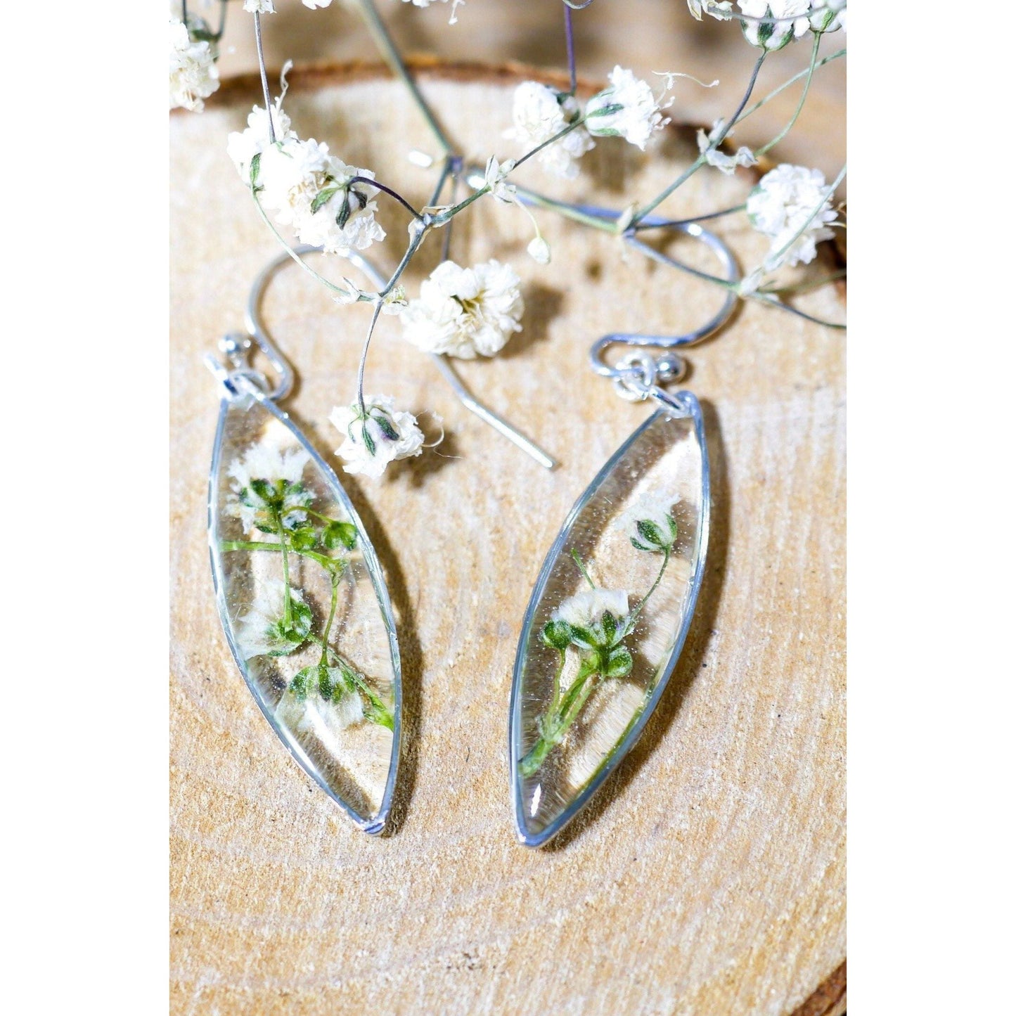 Tiny Babys Breath Marquise earrings