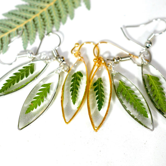 Tiny Fern Ellipse Earrings