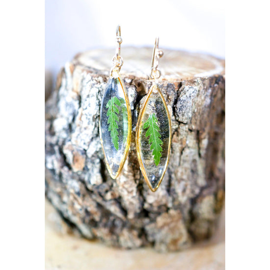 Tiny Fern Ellipse Earrings