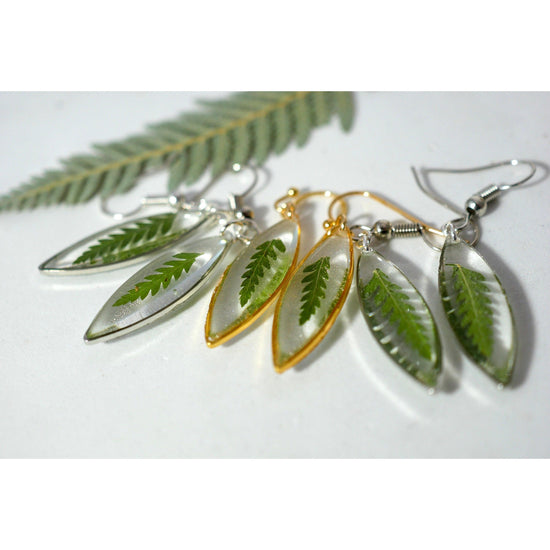 Tiny Fern Ellipse Earrings