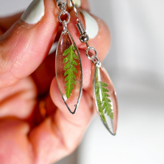 Tiny Fern Ellipse Earrings