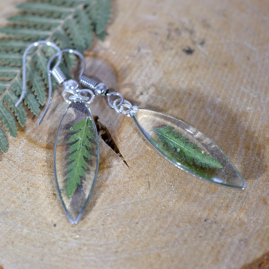 Tiny Fern Ellipse Earrings