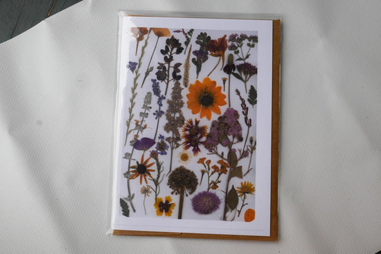 Title: Pressed Texas wildflower Greeting Card –PRINT, Blank Inside, Flowers Grown on Our Texas Farm